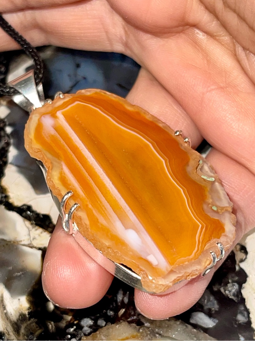 Peach Solar Quartz Stalactite Crystal Pendant 2 1/2”
